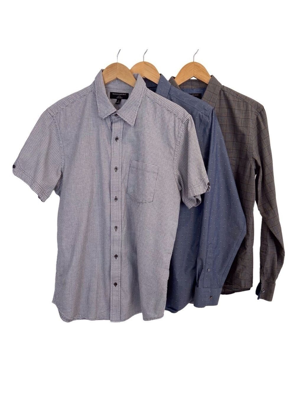 Men Banana Republic bundle 3 button down shirts 1 short & 2 long sleeves medium